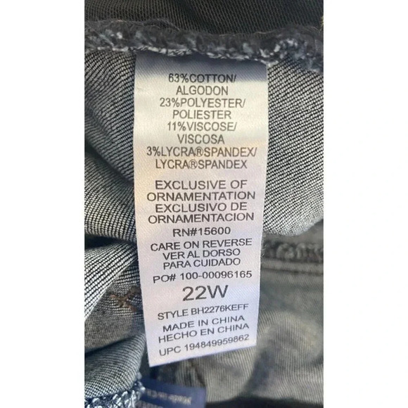 NWT Democracy Jeans Ab Solution High Rise Skinny Dark Wash Rhinestone 22W New - Picture 6 of 6